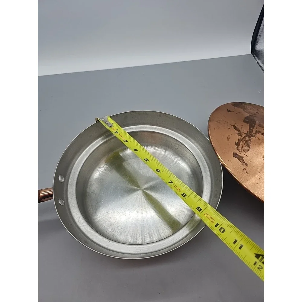 Beautiful Vintage Copper Chafing Dish Wood Handle Pan Only